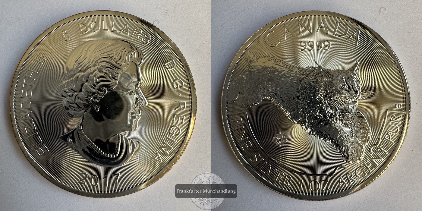 Kanada  5 Dollar  2017   Luchs/Lynx   FM-Frankfurt UC#250 Feinsilber: 31,1g   