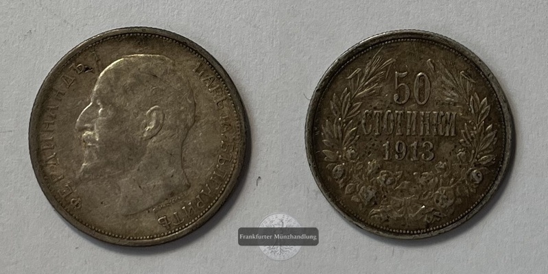  Bulgarien  50 Stoninki 1913  Ferdinand I  KM#30  FM-Frankfurt Feinsilber: 2,08g   