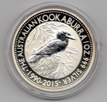 Australien 1 Dollar 2015 Kookaburra (Anniversary 1990 – 2015) 1 Oz Silber 31,1 g