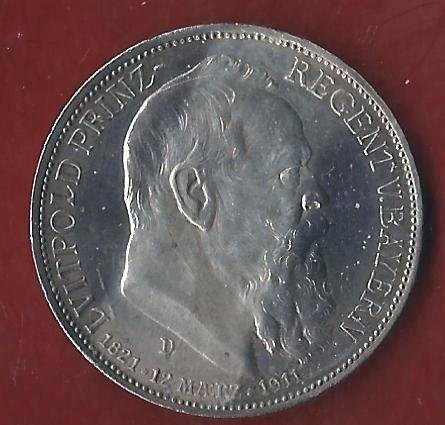  Bayern 3 Mark Luitpold 1911 Münzenankauf Koblenz Frank Maurer AI372   