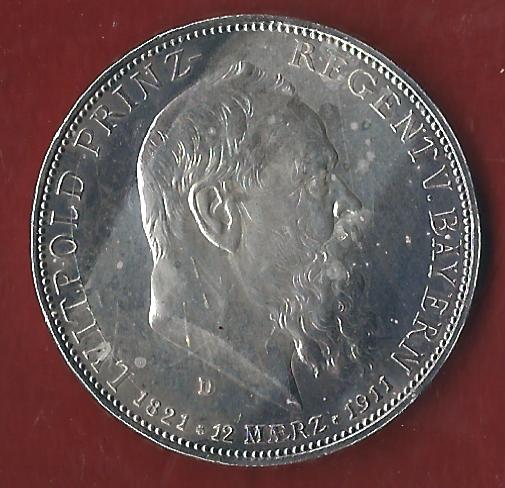  Bayern 5 Mark Luitpold 1911 Münzenankauf Koblenz Frank Maurer AI373   