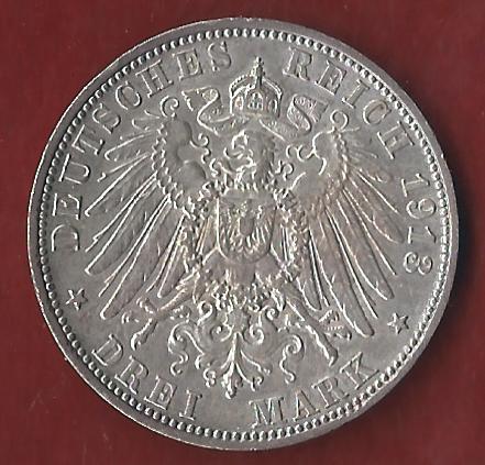  Bayern 3 Mark 1913 Münzenankauf Koblenz Frank Maurer AI375   