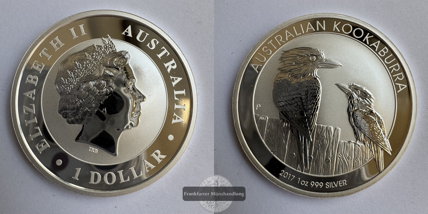  Australien,  1 Dollar 2017 Kookaburra  FM-Frankfurt KM#2783 Feinsilber: 31,1g   