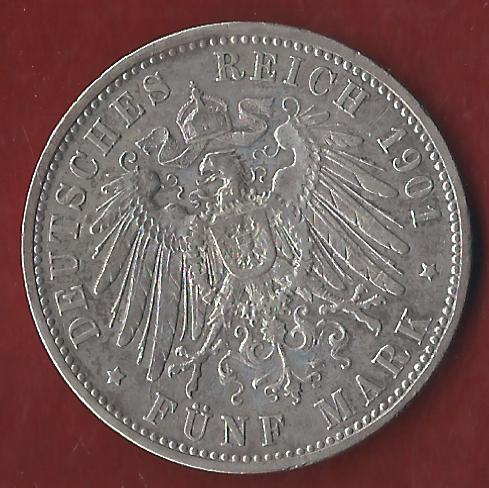  Bayern 5 Mark 1901 Münzenankauf Koblenz Frank Maurer AI376   