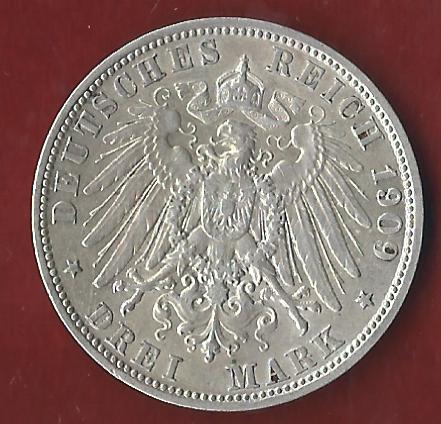  Bayern 3 Mark 1909 Münzenankauf Koblenz Frank Maurer AI377   