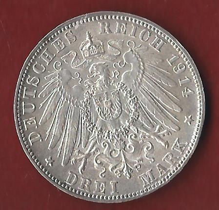  Bayern 3 Mark Ludwig 1914  Münzenankauf Koblenz Frank Maurer AI378   