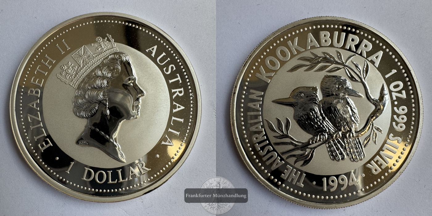 Australien 1 Dollar 1994 Kookaburra FM-Frankfurt KM#212 Feinsilber: 31,1g   