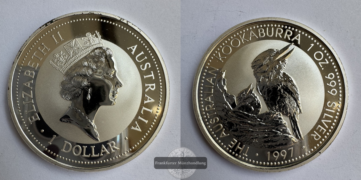  Australien 1 Dollar 1997 Kookaburra  FM-Frankfurt KM#318 Feinsilber: 31,1g   