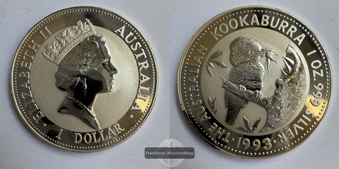  Australien 1 Dollar 1993 Kookaburra FM-Frankfurt KM#209 Feinsilber: 31,1g   