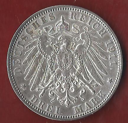  Hamburg 3 Mark 1911  Münzenankauf Koblenz Frank Maurer AI383   