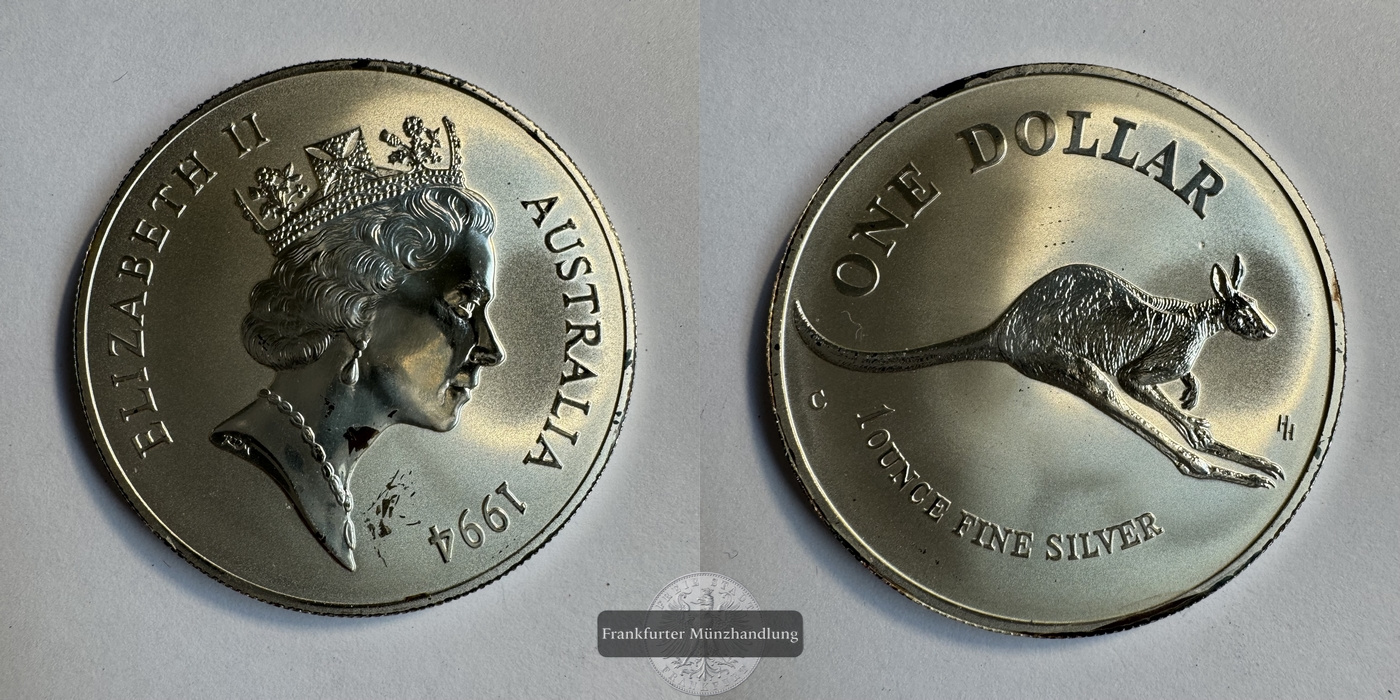  Australien 1 Dollar 1994 Känguru  FM-Frankfurt KM#263 Feinsilber: 31,1g   