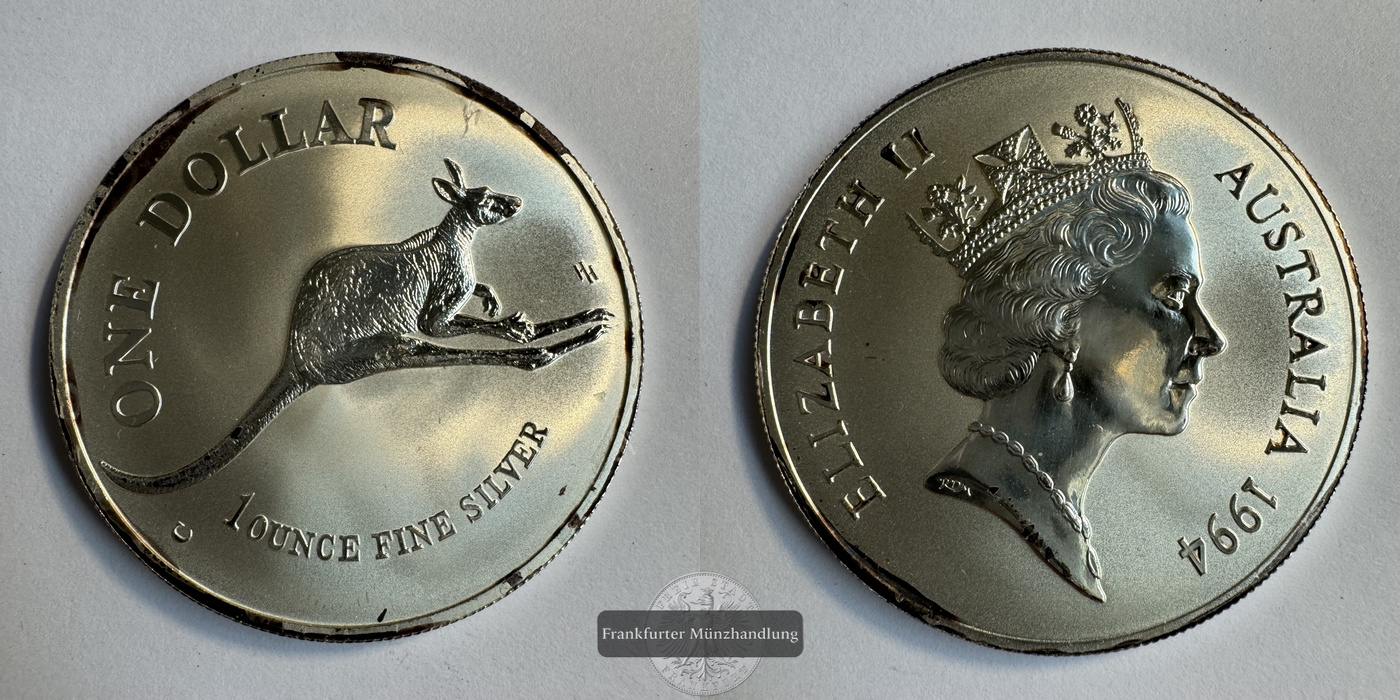  Australien 1 Dollar 1994 Känguru  FM-Frankfurt KM#263 Feinsilber: 31,1g   