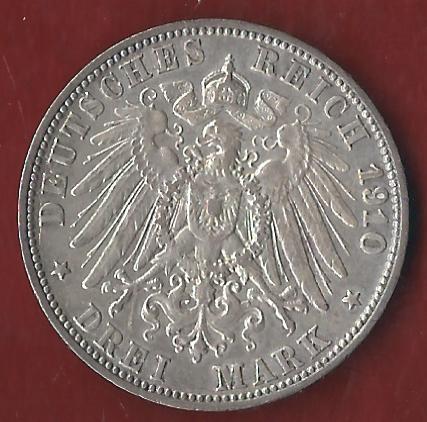  Wuerttemberg 3 Mark 1910  Münzenankauf Koblenz Frank Maurer AI388   