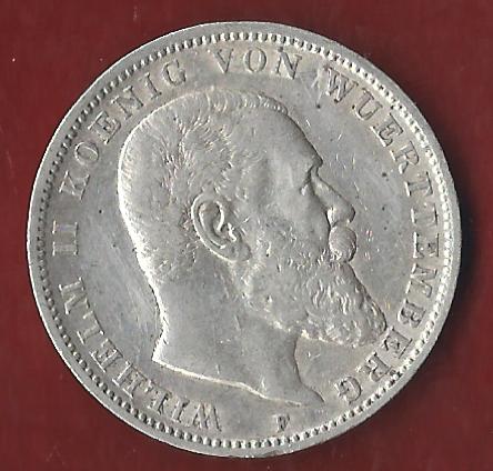  Wuerttemberg 3 Mark 1909  Münzenankauf Koblenz Frank Maurer AI389   