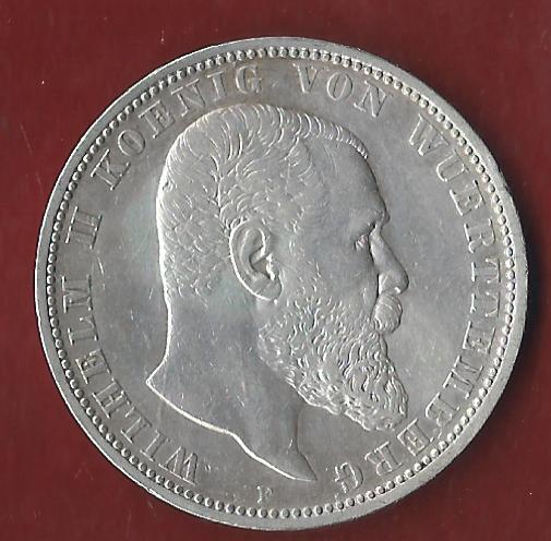  Wuerttemberg 5 Mark 1900 Münzenankauf Koblenz Frank Maurer AI390   
