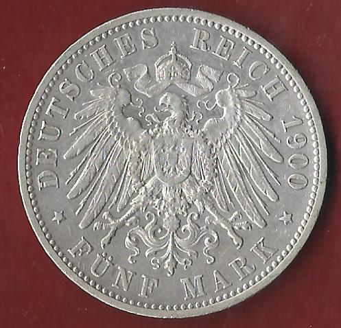  Wuerttemberg 5 Mark 1900 Münzenankauf Koblenz Frank Maurer AI390   