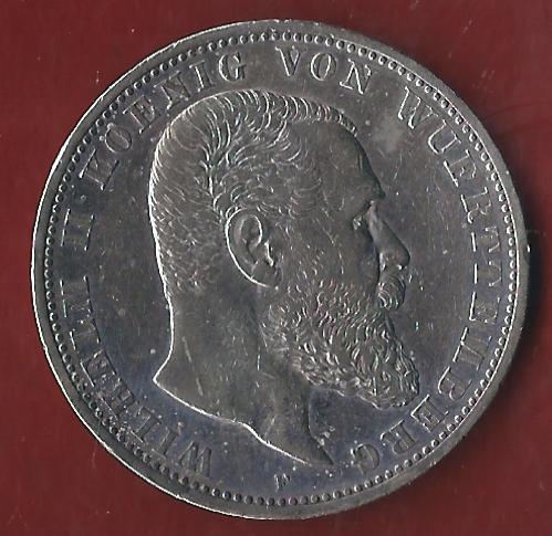  Wuerttemberg 5 Mark 1902 Münzenankauf Koblenz Frank Maurer AI391   