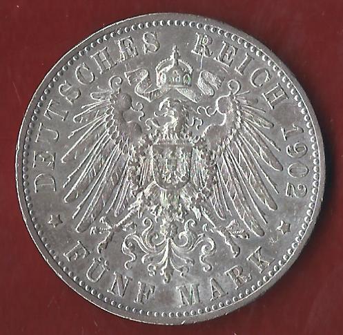  Wuerttemberg 5 Mark 1902 Münzenankauf Koblenz Frank Maurer AI391   