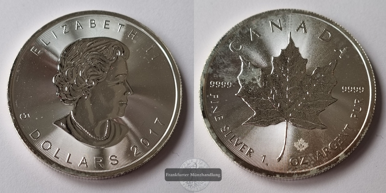  Kanada 5 Dollar  2017  Maple Leaf   FM-Frankfurt    Feinsilber: 31g   