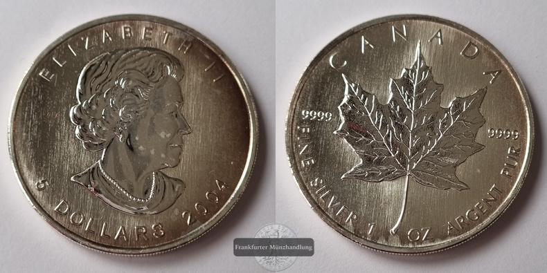  Kanada 5 Dollar  2004  Maple Leaf   FM-Frankfurt    Feinsilber: 31g   