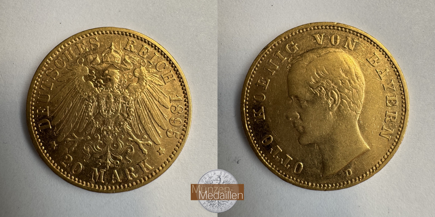 Bayern, Kaiserreich 20 Mark MM-Frankfurt KM#920 Feingold: 7,17g Otto 1895 D 