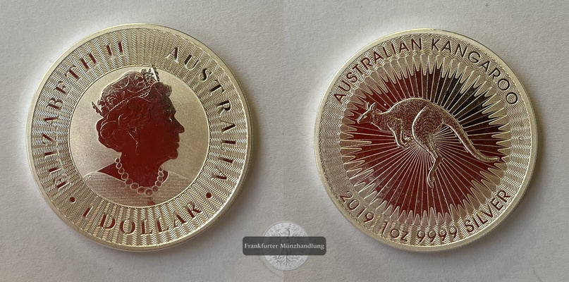  Australien  1 Dollar 2019 Kangaroo KM#3234 FM-Frankfurt  Feinsilber: 31,06g   