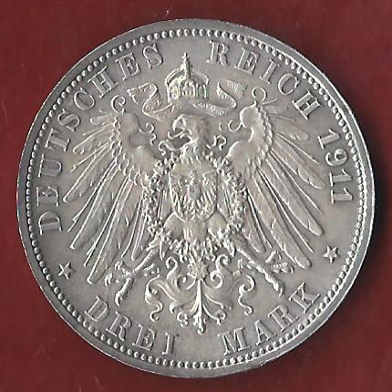  Wuerttemberg 3 Mark 1911 Münzenankauf Koblenz Frank Maurer AI393   