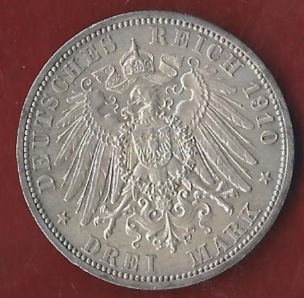  Sachsen Weimar Eisenach 3 Mark 1910 Münzenankauf Koblenz Frank Maurer AI395   