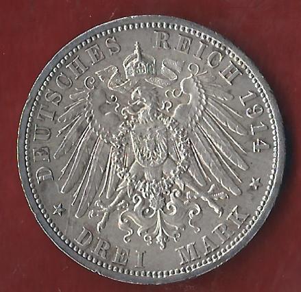  Anhalt 3 Mark 1914 Münzenankauf Koblenz Frank Maurer AI396   