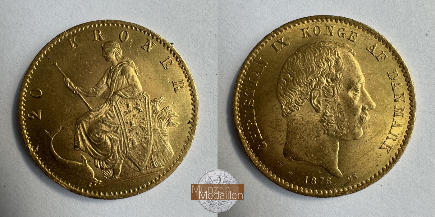 Dänemark, Christian IX MM-Frankfurt KM#791 Feingold: 8,06g 20 Kronen (1873-1900) 1890 