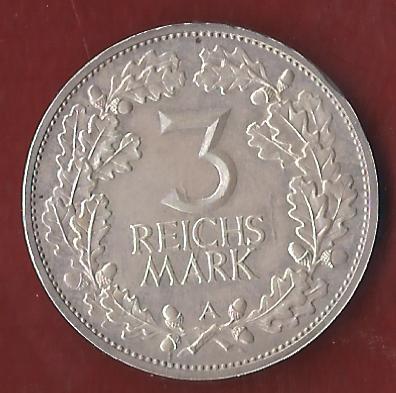  Weimar 3 Mark Rheinlande 1925 A Münzenankauf Koblenz Frank Maurer AI397   