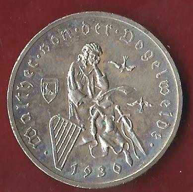  Weimar 3 Mark Vogelweide 1930 G Münzenankauf Koblenz Frank Maurer AI399   