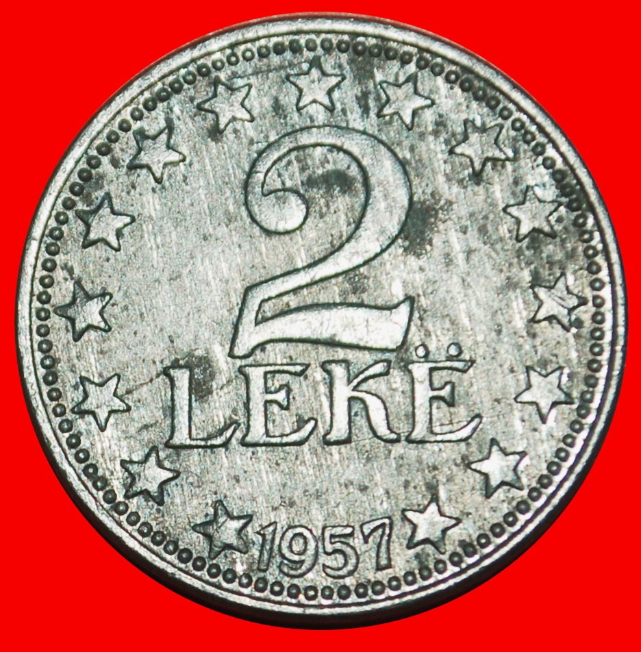 ⰆYUGOSLAVIA (1947-1957):ALBANIA SOCIALIST REPUBLIC (1945-1990)★2 LEKS 1957★LOW START! ★ NO RESERVE!
