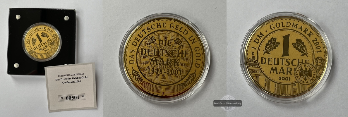 BRD  1 Mark  2001 (Medaille) MM-Frankfurt Feingold: 0,159g 1/200 Unze 2021 