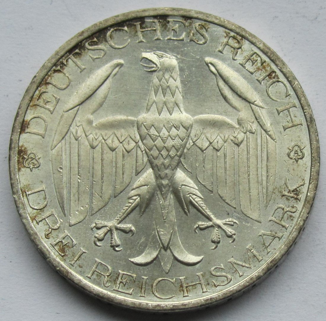  Weimarer Republik: 3 Mark Waldeck (Jaeger 337), 1929   
