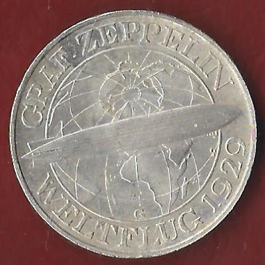  Weimar 3 Mark Zeppelin 1930 Münzenankauf Koblenz Frank Maurer AI402   