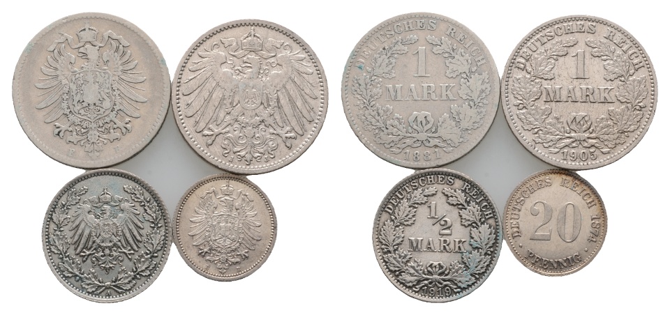  Kaiserreich; Lot Kleinmünzen ( 4 Stück)   