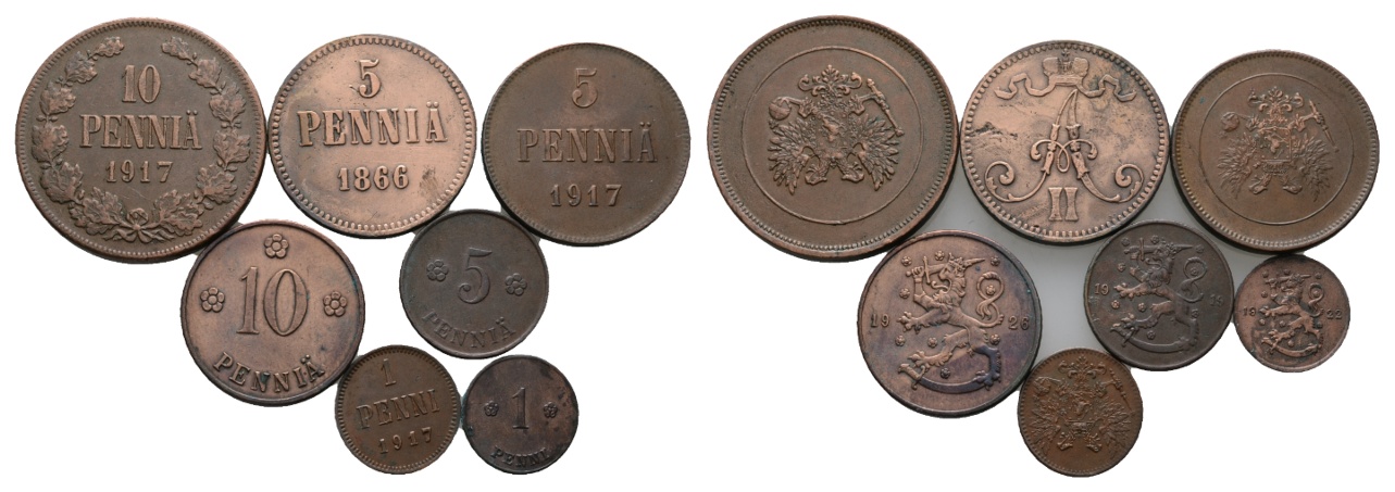  Finnland; Lot Kleinmünzen ( 7 Stück)   