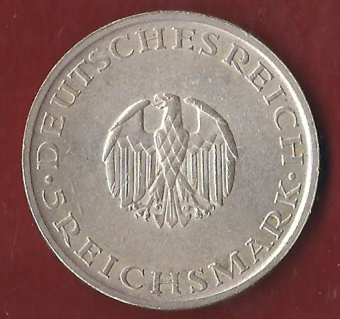  Weimar 5 Mark Lessing 1929 D Münzenankauf Koblenz Frank Maurer AI407   