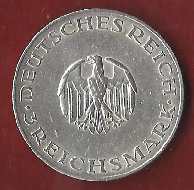  Weimar 3 Mark Lessing 1929 A Münzenankauf Koblenz Frank Maurer AI408   