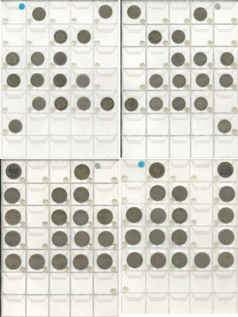  Kaiserreich; 5 & 10 Pfennig; Lot Kleinmünzen (34 Stück)   