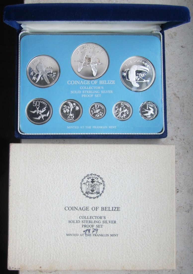  Belize: Kursmünzensatz 1979, enthält 95,1 g Feinsilber   