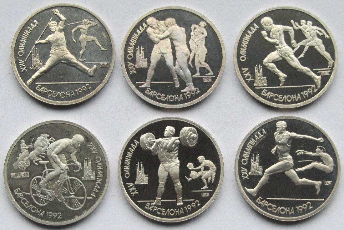  Sowjetunion/Russland: 6 x 1 Rubel Barcelona 1991   