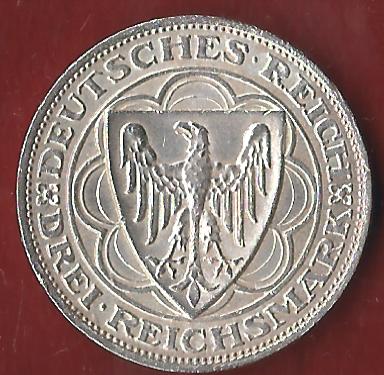  Weimar 3 Mark Bremerhaven 1927 Münzenankauf Koblenz Frank Maurer AI409   