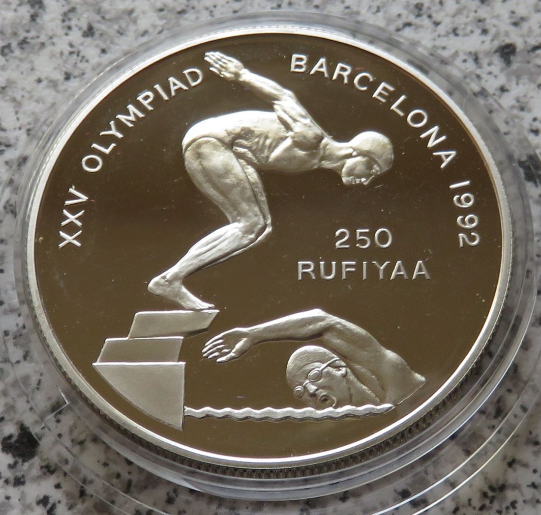  Malediven 250 Rufiyaa 1990, 31,65 Gramm 925-er Silber   