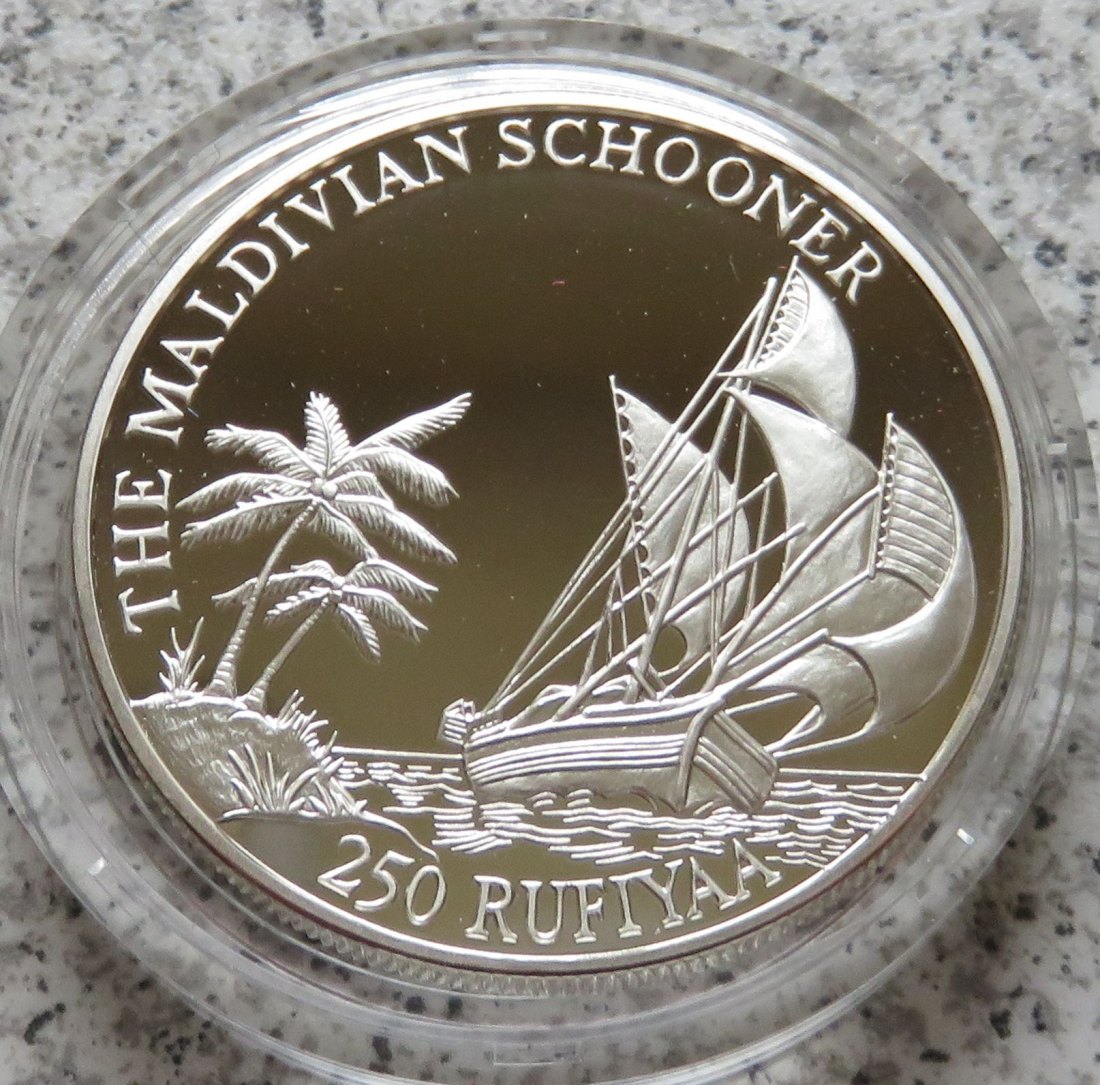  Malediven 250 Rufiyaa 1990, 31,47 Gramm 925-er Silber   