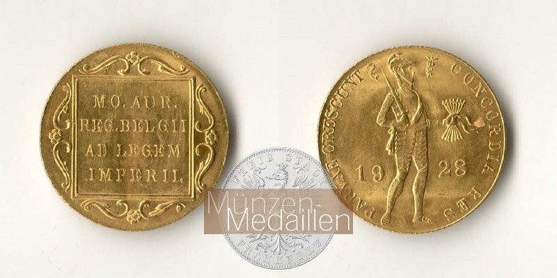 Niederlande, Wilhelmina 1890-1948. MM-Frankfurt  Feingold: 3,44g Dukat 1928 
