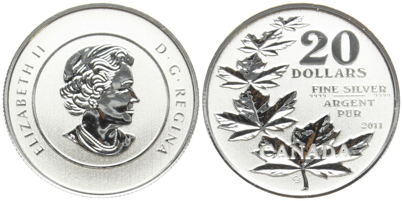  Kanada 20 Dollars 2011, Elisabeth II. (1952-2022), stgl, siehe unten!   