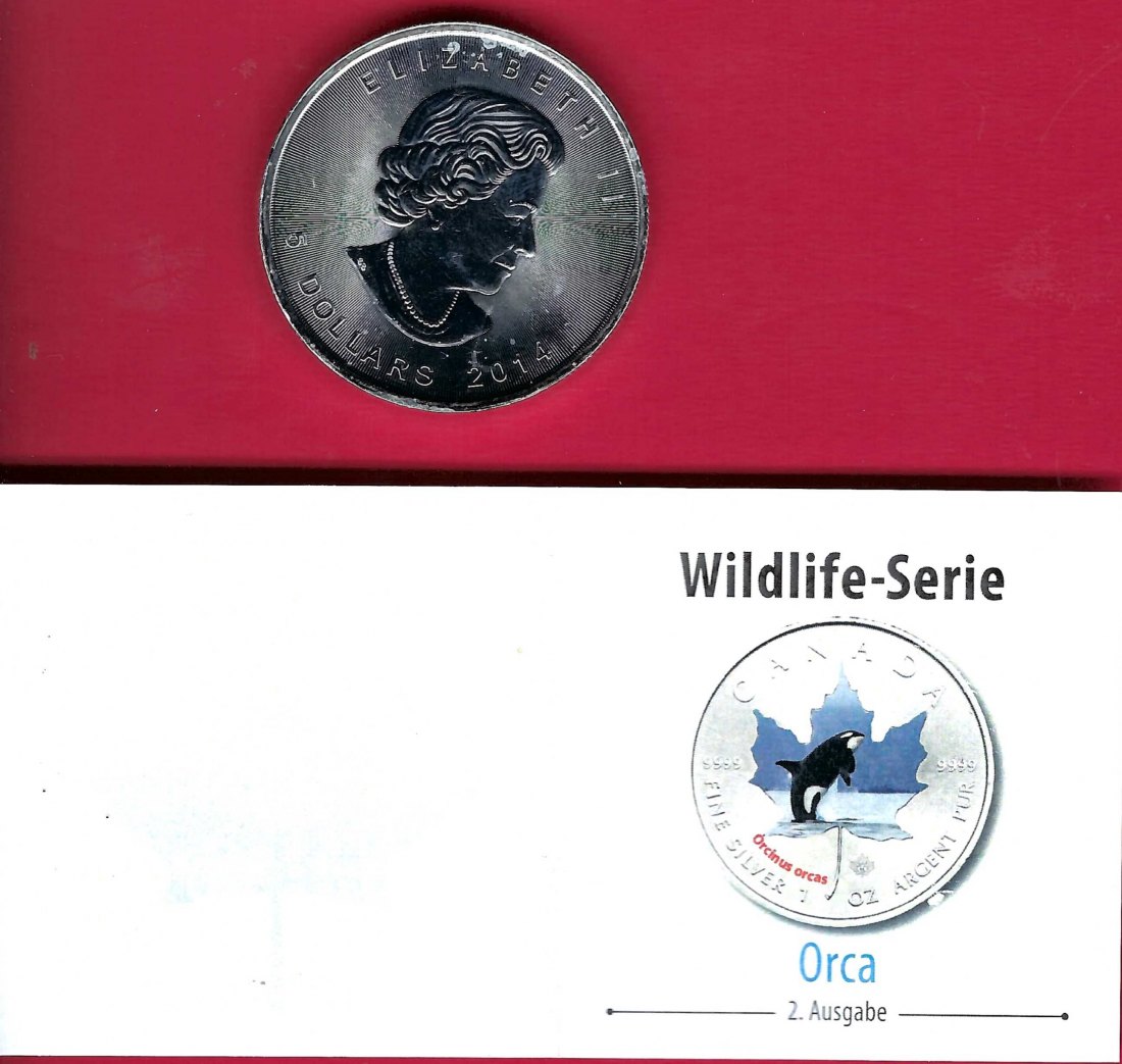  Canada 5 Dollar Maple leaf Orca 1 Oz Silber 2014 Münzenankauf Koblenz Frank Maurer AI505   