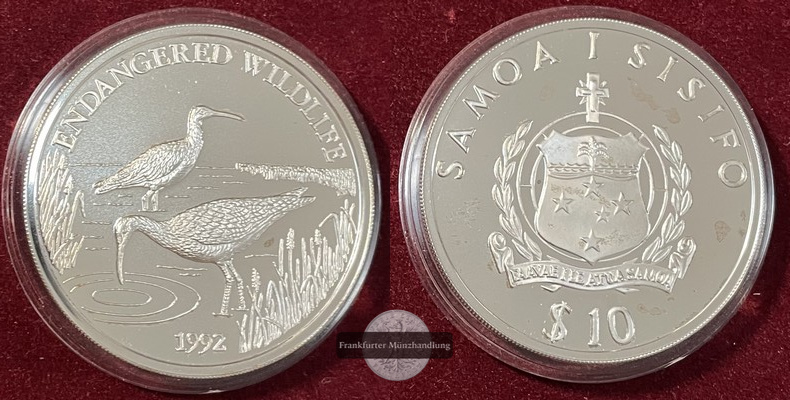  Samoa  10 Tala  1992  FM-Frankfurt  Feingewicht: 29g Silber PP KM#98   